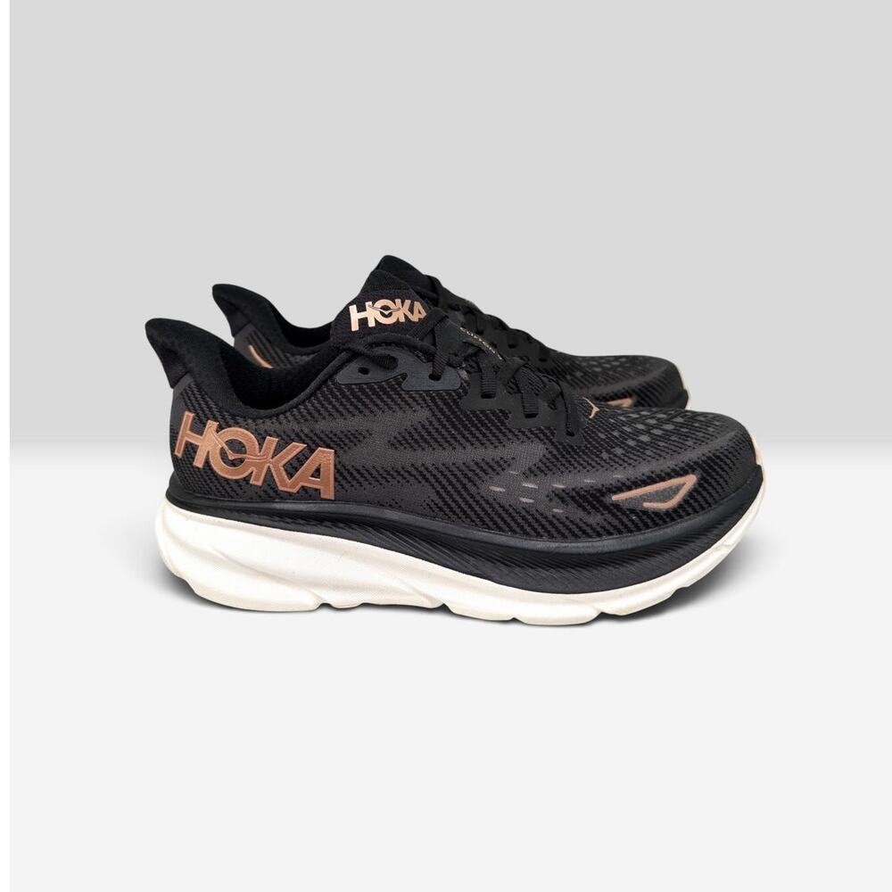 Hoka One One Clifton 9 Women's Size 8 B Black Rose Gold Running Shoes Sneakers - Picture 3 of 16